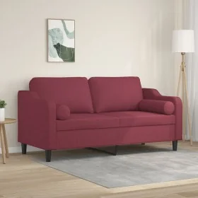 Sofá de 2 plazas con cojines tela rojo tinto 140 cm de , Sofás - Ref: Foro24-3200851, Precio: 230,44 €, Descuento: %