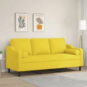 Sofá de 3 plazas con cojines tela amarillo claro 180 cm by , Sofas - Ref: Foro24-3200858, Price: 241,17 €, Discount: %