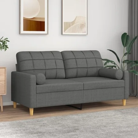 Sofá de 2 plazas con cojines tela gris oscuro 140 cm de , Sofás - Ref: Foro24-3200783, Precio: 214,12 €, Descuento: %