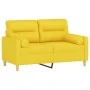 Sofá de 2 plazas con cojines tela amarillo claro 120 cm de , Sofás - Ref: Foro24-3200818, Precio: 193,35 €, Descuento: %