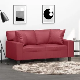 Sofá de 2 plazas con cojines cuero sintético rojo tinto 120 cm de , Sofás - Ref: Foro24-3200864, Precio: 271,35 €, Descuento: %
