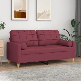 Sofá de 2 plazas con cojines tela rojo tinto 140 cm de , Sofás - Ref: Foro24-3200788, Precio: 215,66 €, Descuento: %