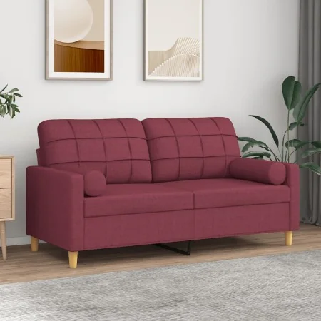 Sofá de 2 plazas con cojines tela rojo tinto 140 cm de , Sofás - Ref: Foro24-3200788, Precio: 215,66 €, Descuento: %