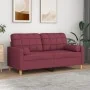 Sofá de 2 plazas con cojines tela rojo tinto 140 cm de , Sofás - Ref: Foro24-3200788, Precio: 215,66 €, Descuento: %