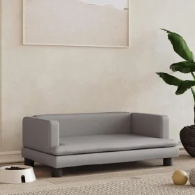 Cama para perros de cuero sintético gris 80x45x30 cm de , Camas para perros - Ref: Foro24-171904, Precio: 69,28 €, Descuento: %