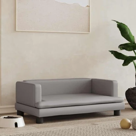 Cama para perros de cuero sintético gris 80x45x30 cm de , Camas para perros - Ref: Foro24-171904, Precio: 69,28 €, Descuento: %