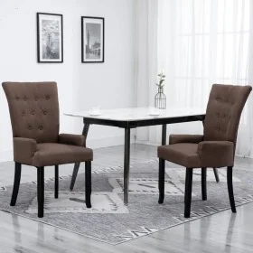 Silla de comedor con reposabrazos de tela marrón de , Sillas de comedor - Ref: Foro24-248462, Precio: 144,45 €, Descuento: %
