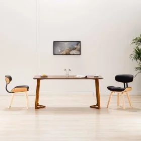 Sillas de comedor 2 uds madera curvada y cuero sintético negro de , Sillas de comedor - Ref: Foro24-283125, Precio: 274,43 €,...