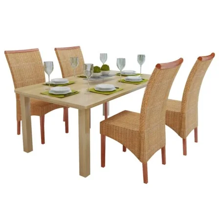 Sillas de comedor 4 unidades ratán natural marrón de , Sillas de comedor - Ref: Foro24-274202, Precio: 382,77 €, Descuento: %