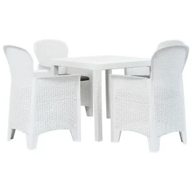 Mesa y sillas de jardín 5 piezas plástico blanco aspecto ratán de , Conjuntos de jardín - Ref: Foro24-276108, Precio: 543,16 ...