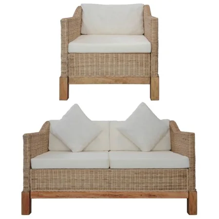 Juego de sofás de 2 piezas con cojines de ratán natural de , Sofás - Ref: Foro24-278614, Precio: 861,81 €, Descuento: %