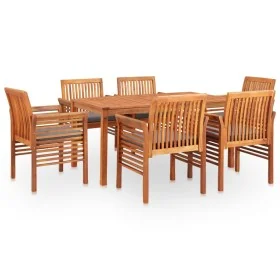 Set comedor de jardín 7 pzas y cojines madera maciza de acacia by , Garden sets - Ref: Foro24-278904, Price: 1,00 €, Discount: %
