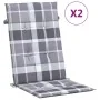 Cojín silla jardín respaldo alto 2 uds cuadros gris 120x50x3 cm de , Cojines para sillas y sofás - Ref: Foro24-314128, Precio...