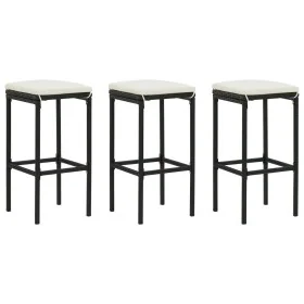 Taburetes de cocina con cojines 3 uds ratán sintético negro de , Taburetes de cocina - Ref: Foro24-313443, Precio: 166,74 €, ...