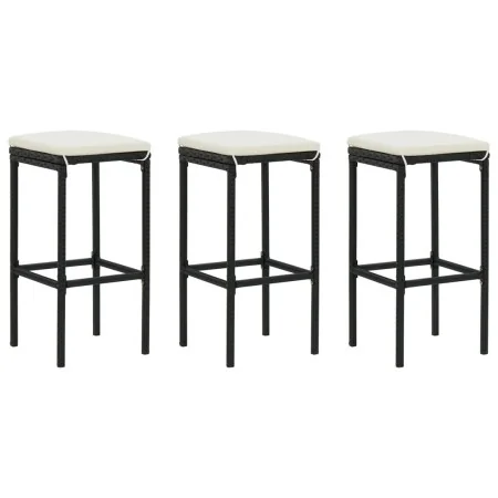 Taburetes de cocina con cojines 3 uds ratán sintético negro de , Taburetes de cocina - Ref: Foro24-313443, Precio: 166,74 €, ...