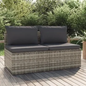 Sofá de jardín de 2 plazas con cojines ratán sintético gris de , Sofás de exterior - Ref: Foro24-318671, Precio: 179,29 €, De...