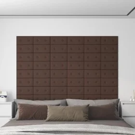 Paneles de pared 12 uds cuero sintético marrón 30x15 cm 0,54 m² de , Recubrimiento de paredes - Ref: Foro24-343973, Precio: 2...