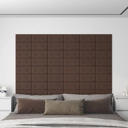 Paneles de pared 12 uds cuero sintético marrón 30x15 cm 0,54 m² by , Wall covering - Ref: Foro24-343973, Price: 23,37 €, Disc...