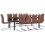 Juego de comedor 11 piezas piel de ante artificial marrón de , muebles para cocinas y comedores - Ref: Foro24-3053173, Precio...