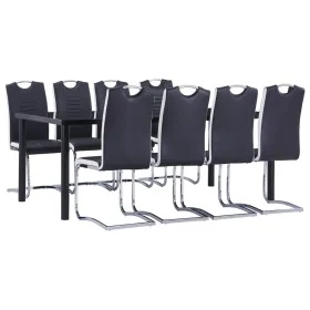 Juego de comedor 9 piezas cuero sintético negro de , muebles para cocinas y comedores - Ref: Foro24-3053165, Precio: 862,60 €...