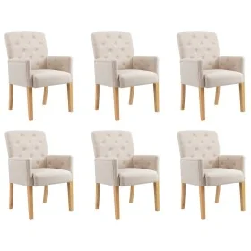 Sillas de comedor con reposabrazos 6 unidades de tela beige de , Sillas de comedor - Ref: Foro24-3058299, Precio: 1,00 €, Des...
