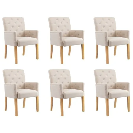 Sillas de comedor con reposabrazos 6 unidades de tela beige by , dining chairs - Ref: Foro24-3058299, Price: 1,00 €, Discount: %