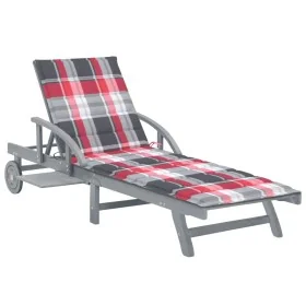 Tumbona de jardín con cojín madera maciza de acacia de , Tumbonas - Ref: Foro24-3061342, Precio: 208,86 €, Descuento: %