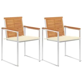 Sillas de jardín con cojines 2 uds madera maciza acacia y acero de , Sillas de jardín - Ref: Foro24-3061490, Precio: 251,39 €...