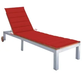 Tumbona con cojín madera maciza de acacia y acero galvanizado by , Loungers - Ref: Foro24-3061548, Price: 269,38 €, Discount: %
