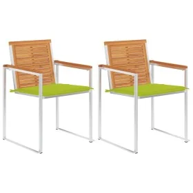 Sillas de jardín con cojines 2 uds madera maciza acacia y acero de , Sillas de jardín - Ref: Foro24-3061499, Precio: 256,31 €...