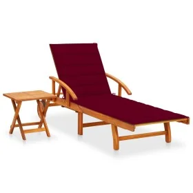 Tumbona de jardín con mesa y cojín madera maciza de acacia by , Loungers - Ref: Foro24-3061626, Price: 247,49 €, Discount: %