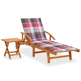 Tumbona de jardín con mesa y cojín madera maciza de acacia de , Tumbonas - Ref: Foro24-3061630, Precio: 250,18 €, Descuento: %