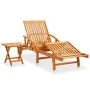 Tumbona de jardín con mesa y cojín madera maciza de acacia by , Loungers - Ref: Foro24-3061630, Price: 250,18 €, Discount: %