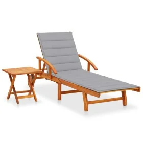Tumbona de jardín con mesa y cojín madera maciza de acacia von , Liegen - Ref: Foro24-3061618, Preis: 242,53 €, Rabatt: %