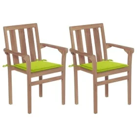 Sillas de jardín 2 uds con cojines verde brillante madera teca de , Sillas de jardín - Ref: Foro24-3062219, Precio: 248,85 €,...