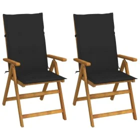 Sillas de jardín reclinables 2 uds madera maciza acacia cojines de , Sillas de jardín - Ref: Foro24-3064066, Precio: 187,77 €...