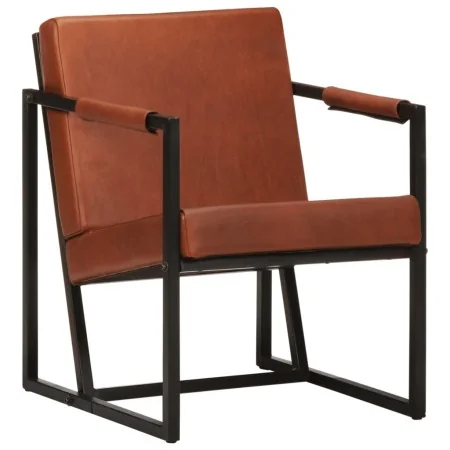 Sillón de cuero auténtico marrón de , Sillones - Ref: Foro24-247800, Precio: 220,01 €, Descuento: %