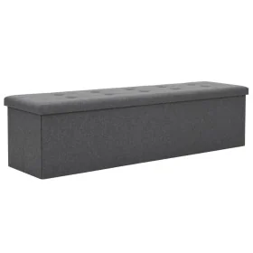 Banco almacenaje plegable lino sintético 150x38x38 gris oscuro by , Benches for halls and storage - Ref: Foro24-247089, Price...