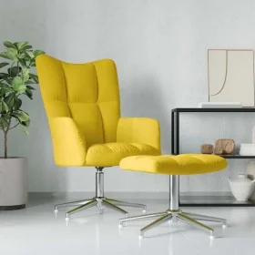 Sillón de relax con taburete terciopelo amarillo mostaza de , Sillones - Ref: Foro24-328135, Precio: 171,55 €, Descuento: %
