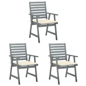 Sillas comedor de jardín 3 uds madera maciza acacia y cojines by , Garden chairs - Ref: Foro24-3064430, Price: 283,29 €, Disc...