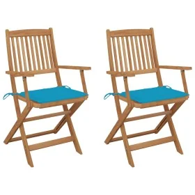 Sillas de jardín plegables 2 uds y cojines madera maciza acacia by , Garden chairs - Ref: Foro24-3064594, Price: 138,92 €, Di...