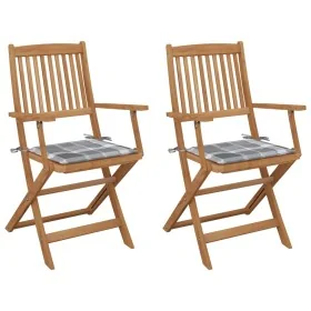 Sillas de jardín plegables 2 uds y cojines madera maciza acacia de , Sillas de jardín - Ref: Foro24-3064604, Precio: 140,12 €...