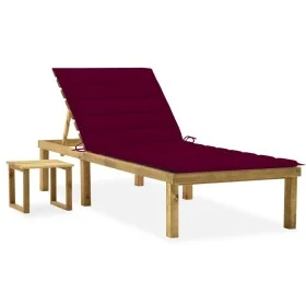 Tumbona de jardín con mesa y cojín de madera de pino impregnada by , Loungers - Ref: Foro24-3065843, Price: 114,94 €, Discoun...