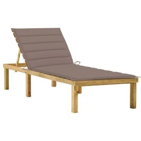 Tumbona con cojín gris taupé madera de pino impregnada by , Loungers - Ref: Foro24-3065857, Price: 131,16 €, Discount: %