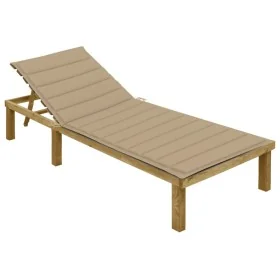 Tumbona con cojín beige madera de pino impregnada von , Liegen - Ref: Foro24-3065822, Preis: 126,90 €, Rabatt: %