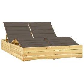 Tumbona doble y cojines gris taupé madera pino impregnada by , Loungers - Ref: Foro24-3065992, Price: 298,28 €, Discount: %