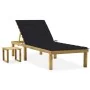 Tumbona de jardín con mesa y cojín de madera de pino impregnada by , Loungers - Ref: Foro24-3065841, Price: 131,65 €, Discoun...