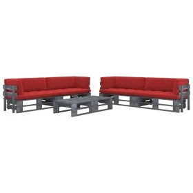Muebles de palets 6 pzas y cojines madera pino impregnada gris de , Conjuntos de jardín - Ref: Foro24-3066991, Precio: 623,07...