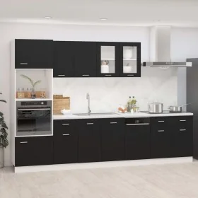 Juego de muebles de cocina 7 piezas madera de ingeniería negro by , Kitchen cabinets - Ref: Foro24-3067624, Price: 599,75 €, ...