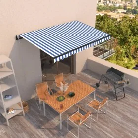 Toldo automático retráctil azul y blanco 400x350 cm de , Toldos - Ref: Foro24-3069186, Precio: 443,17 €, Descuento: %